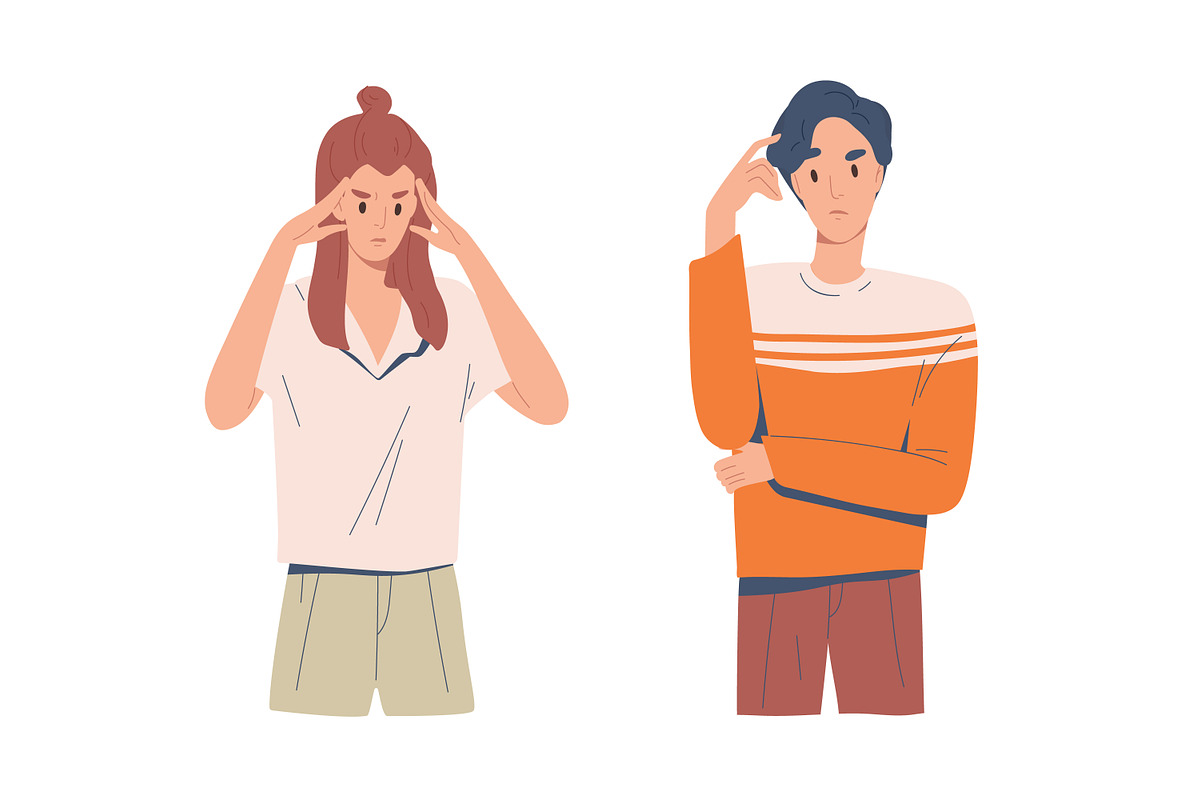 Thoughtful and pensive people set, a Person Illustration by Good Studio (Photo 2 of 4)