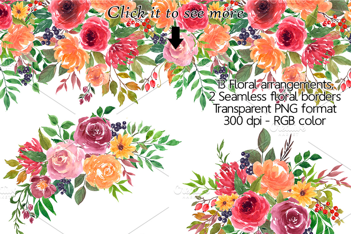 Autumn - Watercolor Flower Clip Art, an Illustration by Elly Studio (Photo 2 of 6)