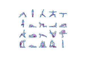 yoga exercises sport health icons, an Object Illustration by pikepicture