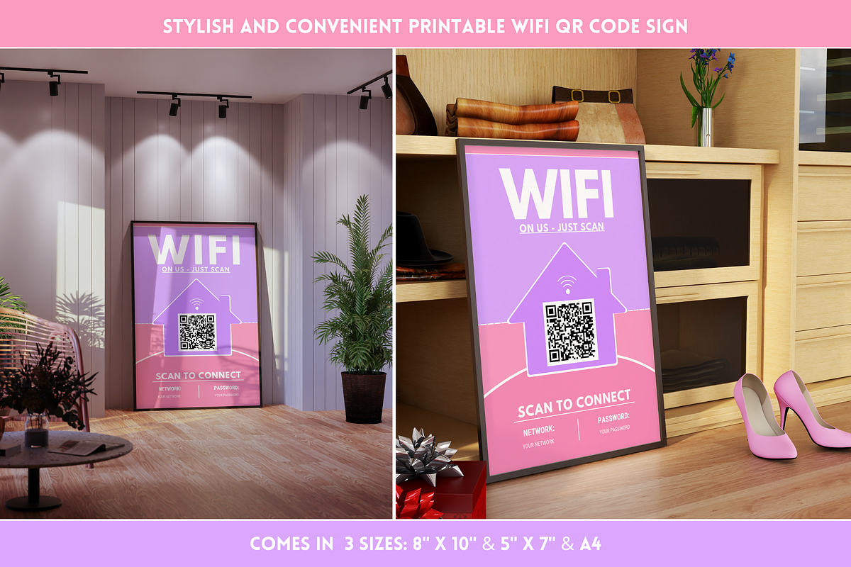 WiFi QR Code Sign - Pastel, a Stationery Template by SunshineStudioBoutique (Photo 7 of 10)