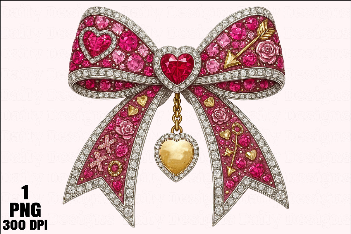 Rhinestone Valentines Bow Png, an Illustration by Daily.Designs (Photo 1 of 5)