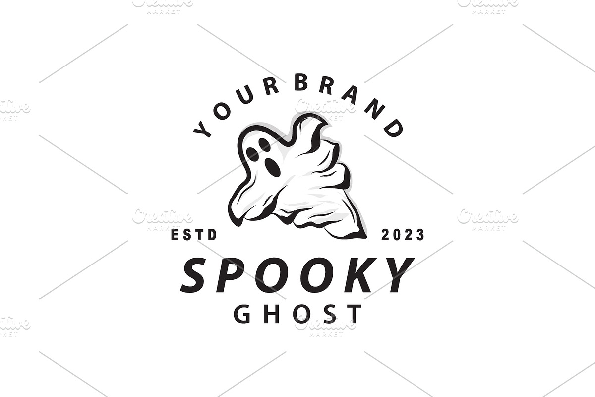 Spooky Ghost Logo Simple Halloween, a Branding & Logo Template by Maylianaw28