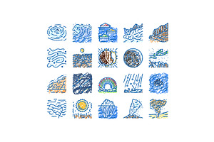 natural phenomena weather sun icons, an Object Illustration by pikepicture