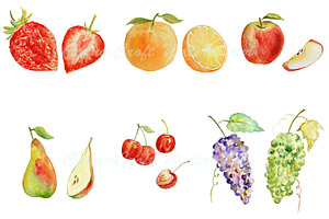 Watercolor Fruit Clipart - Set 1, an Illustration by Corner Croft