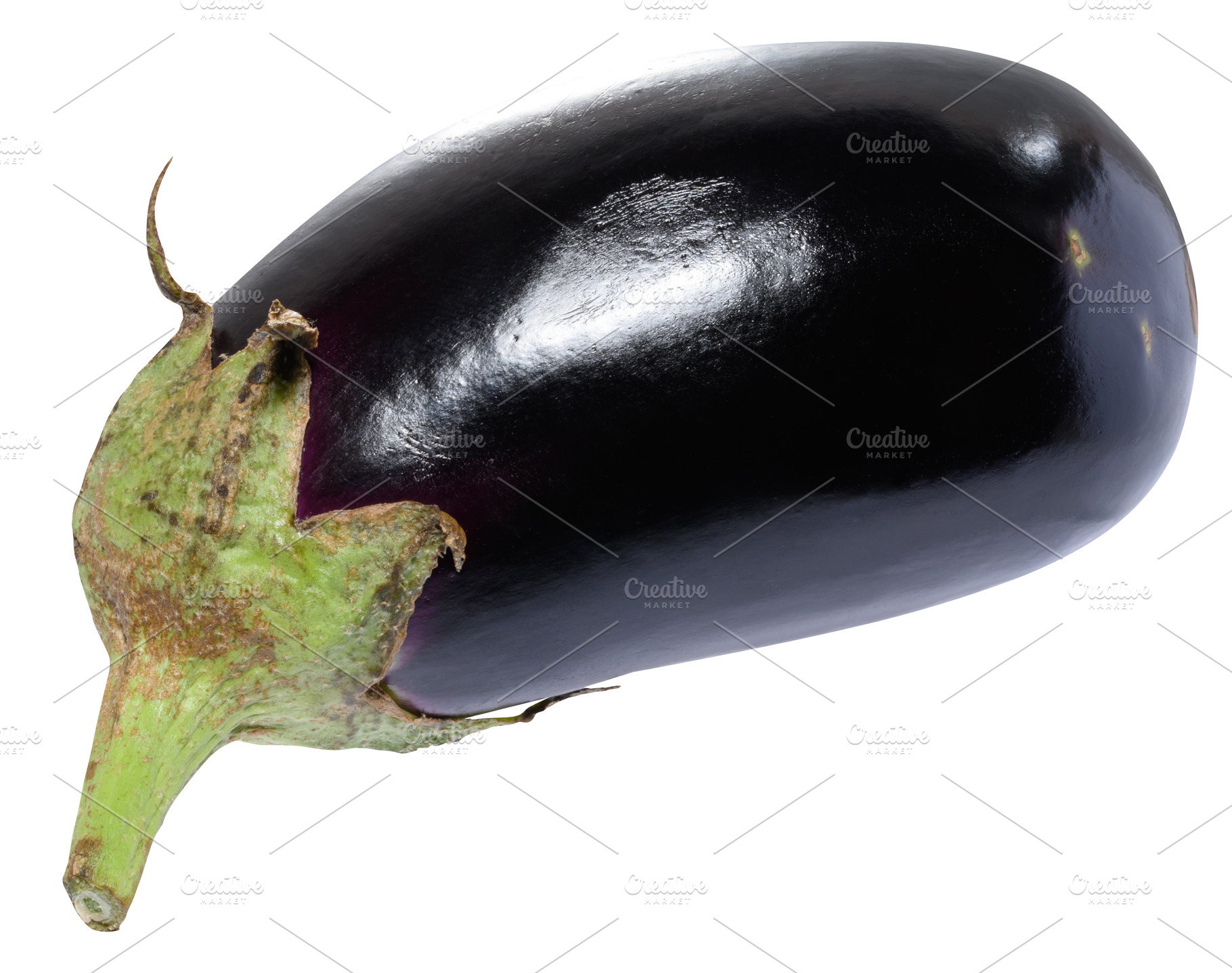 Eggplant with a dark purple, glossy surface. The vegetable has a, a Food & Drink Photo by ndanko