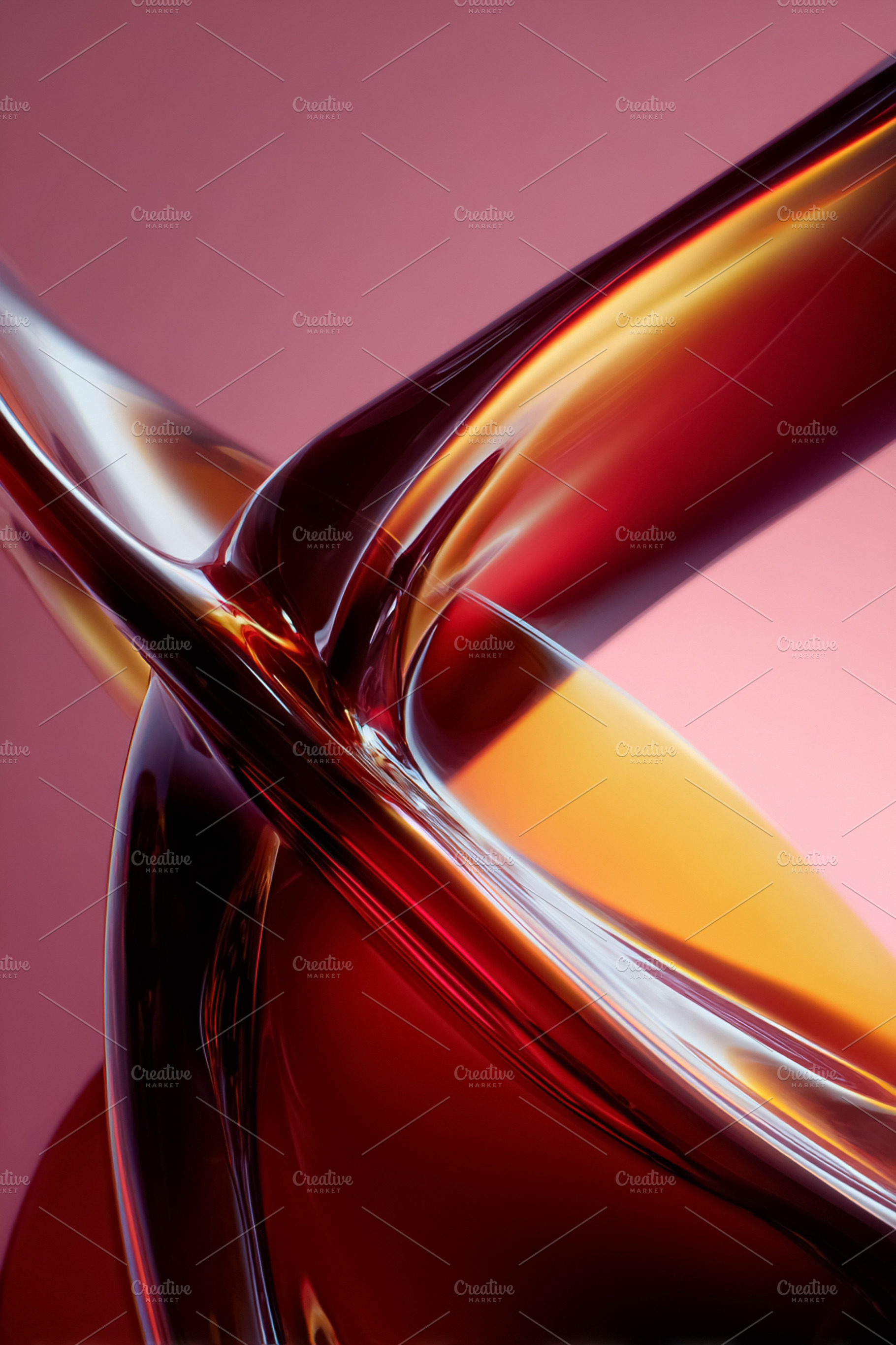 Abstract flowing glass creating dynamic curves with red and oran, a Photo by Studio ANNA
