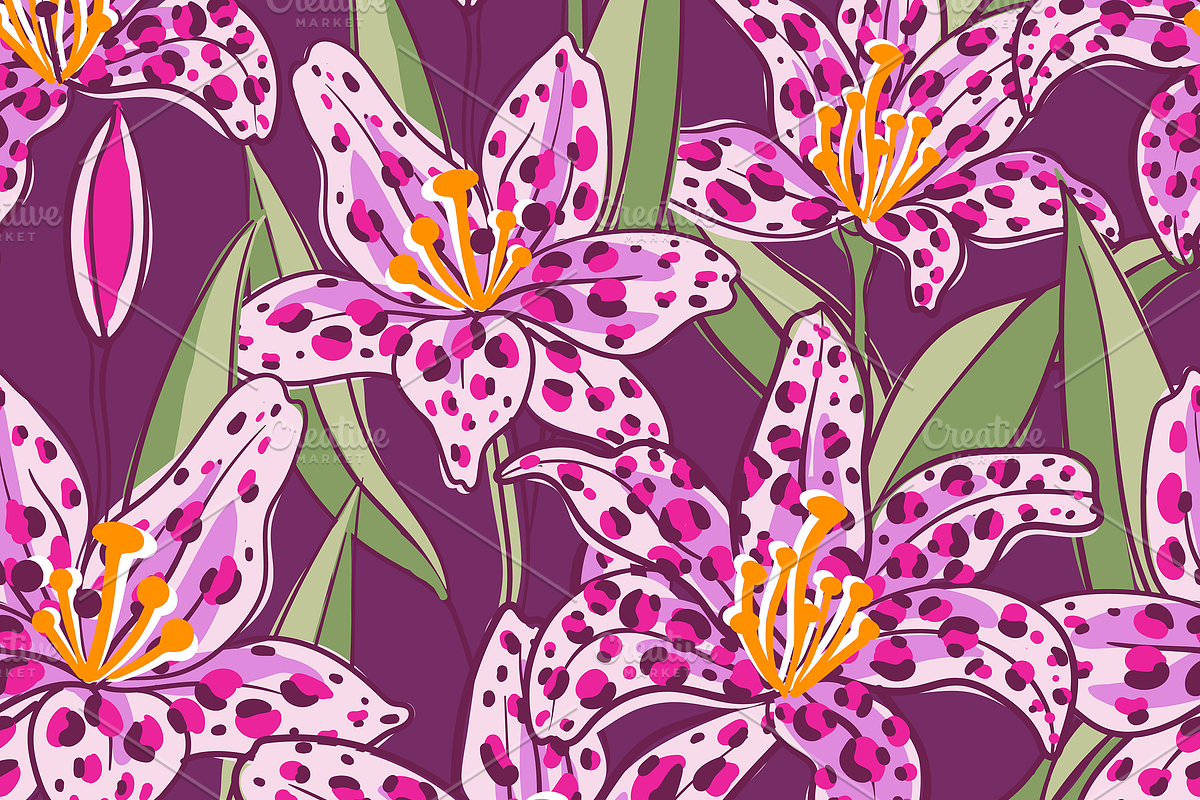 Leopard lily seamless patterns, a Pattern Graphic by Uminoki (Photo 2 of 5)