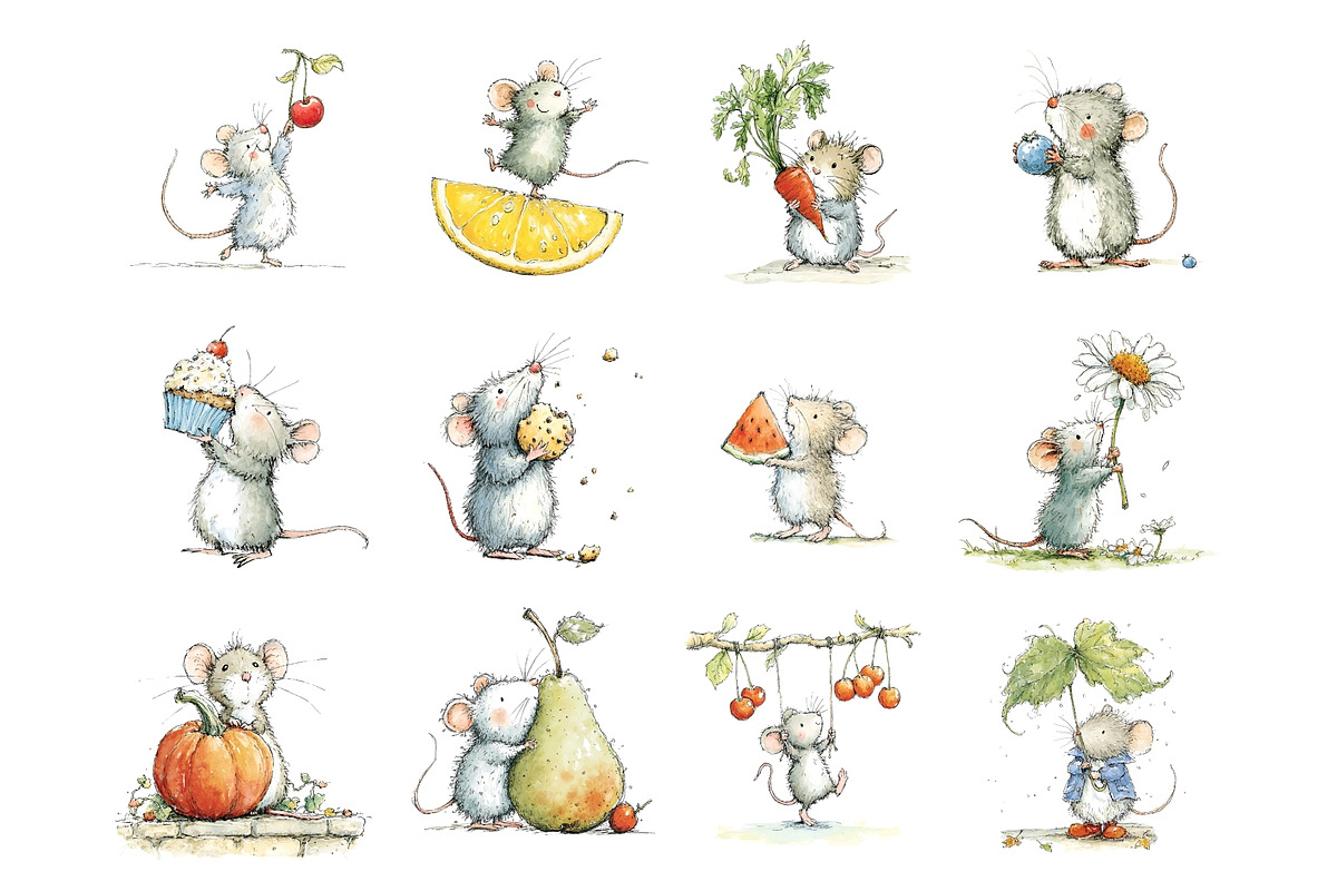 Tiny Mouse Watercolor Clipart PNG, an Animal Illustration by Nicolle's Colorful Art (Photo 4 of 5)
