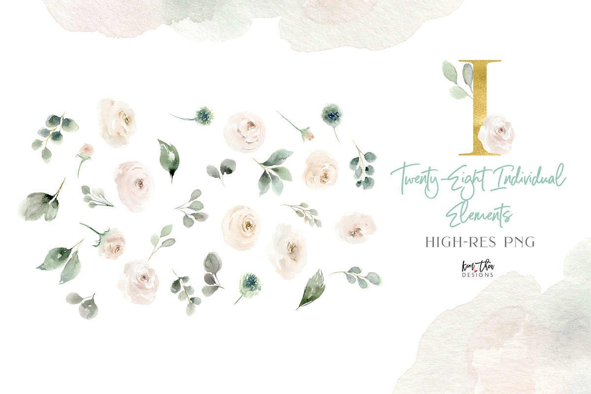 White Flowers with Greenery, an Illustration by Kim Thoa Designs (Photo 8 of 9)