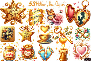 Golden Mother's Day Clipart, an Illustration by DreamCafeArt