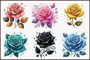 Glitter Roses Clipart - Flowers Clip, an Illustration by Sublimation Artist (Thumbnail 3 of 6)