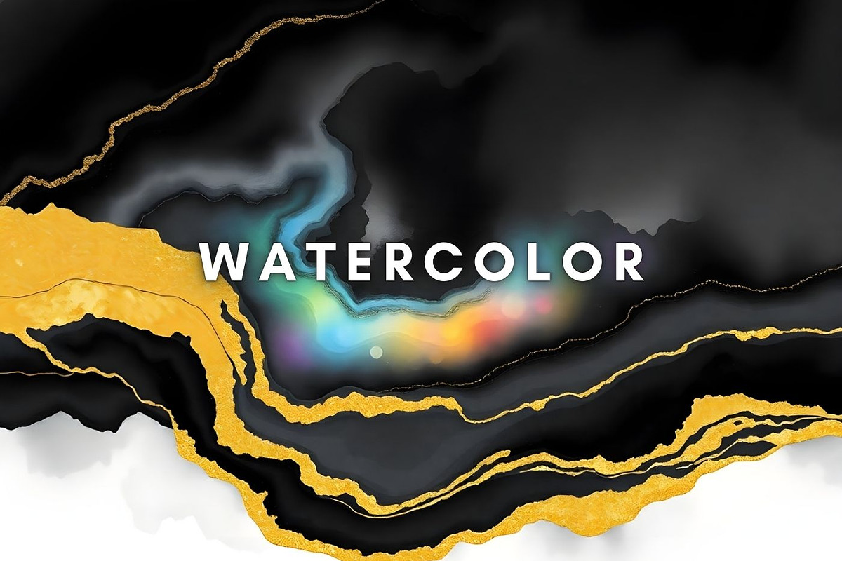 30 Watercolor Black Gold Agate, a Background Graphic by UniqueMe (Photo 10 of 11)