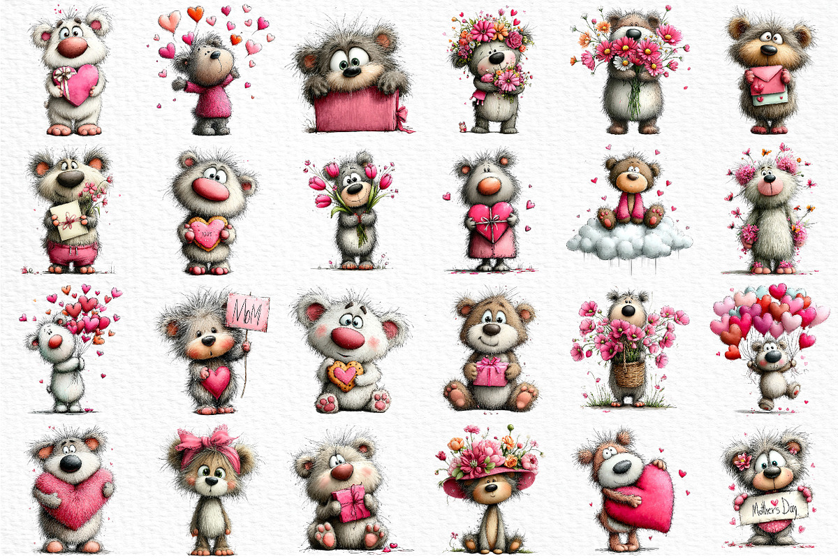 Mother's Day Teddy Bear Clipart, an Illustration by Craft Nest (Photo 6 of 12)