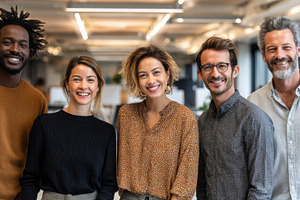 Team smiles for a photo, a Photo by Beautiful things