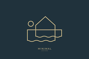 logo of a wave with a house, island, a Branding & Logo Template by idesign_4u