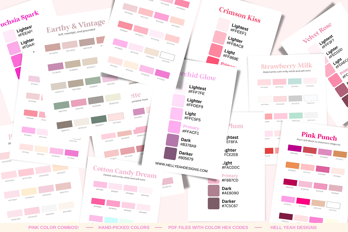 Pink Color Palettes Themes & Shades, a Palette Add-On by Hell Yeah Designs (Photo 9 of 10)