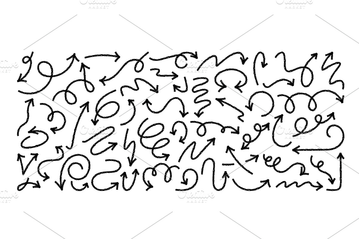 Arrow icons set, hand drawn with, an Object Illustration by Flashvector