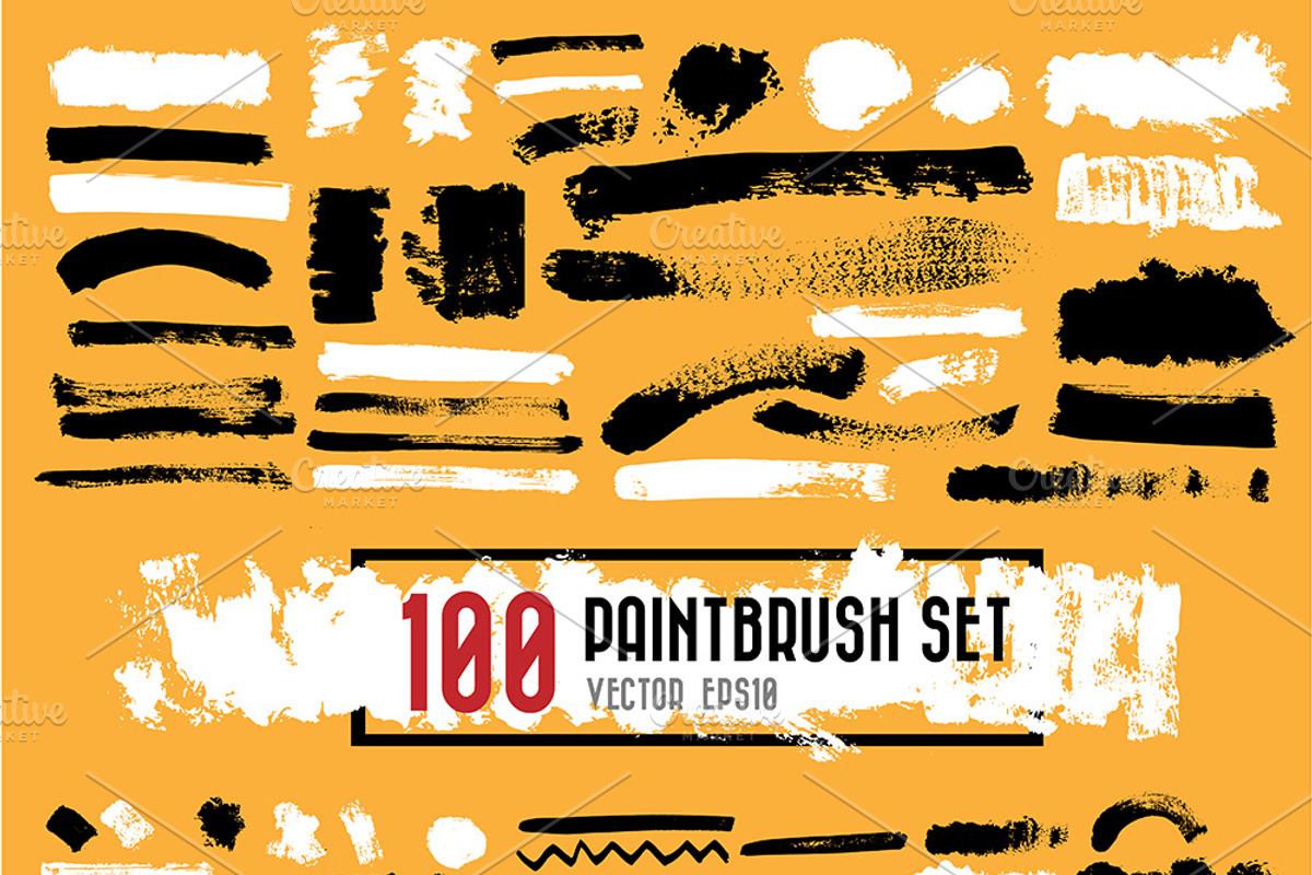 Vector set of ink brush., an Illustration by Paperboxshop