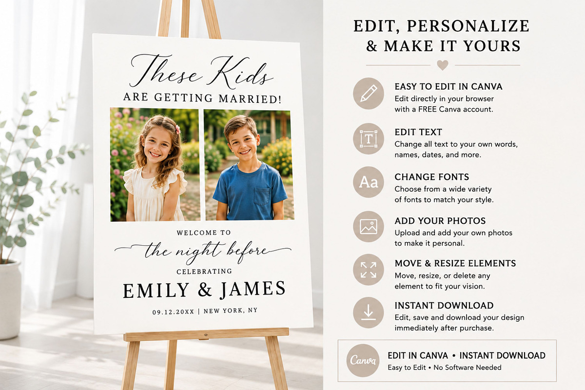 These Kids Are Getting Married.Canva, an Invitation Template by Arfis (Photo 4 of 10)