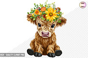 Boho Cow PNGs with Flowers Bundle, a Graphic by crative8112 (Thumbnail 6 of 9)