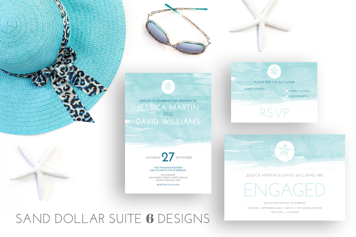 Sand Dollar Suite, an Invitation Template by Charming Ink (Photo 1 of 2)