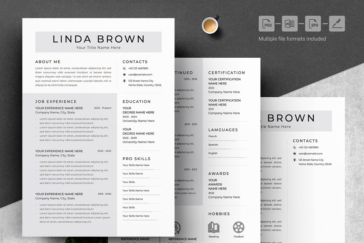 Minimalist Resume Design Bundle, a Resume Template by ResumeInventor (Photo 3 of 6)