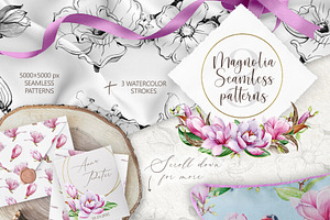 Pink Magnolia Watercolor Collection