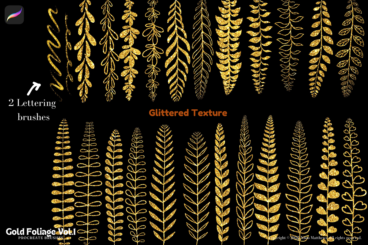 Procreate Brushes Gold Foliage Vol 1, a Brush Add-On by Fashion Workshop Bkk (Photo 8 of 11)