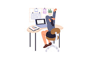 People do exercises at work desk set, a Work Illustration by PaperTrident (Thumbnail 4 of 9)