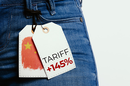 Jeans with Chinese Flag and High Tariff Price, a Business Photo by Alliance Images