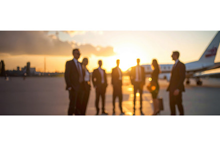 Business professionals silhouetted