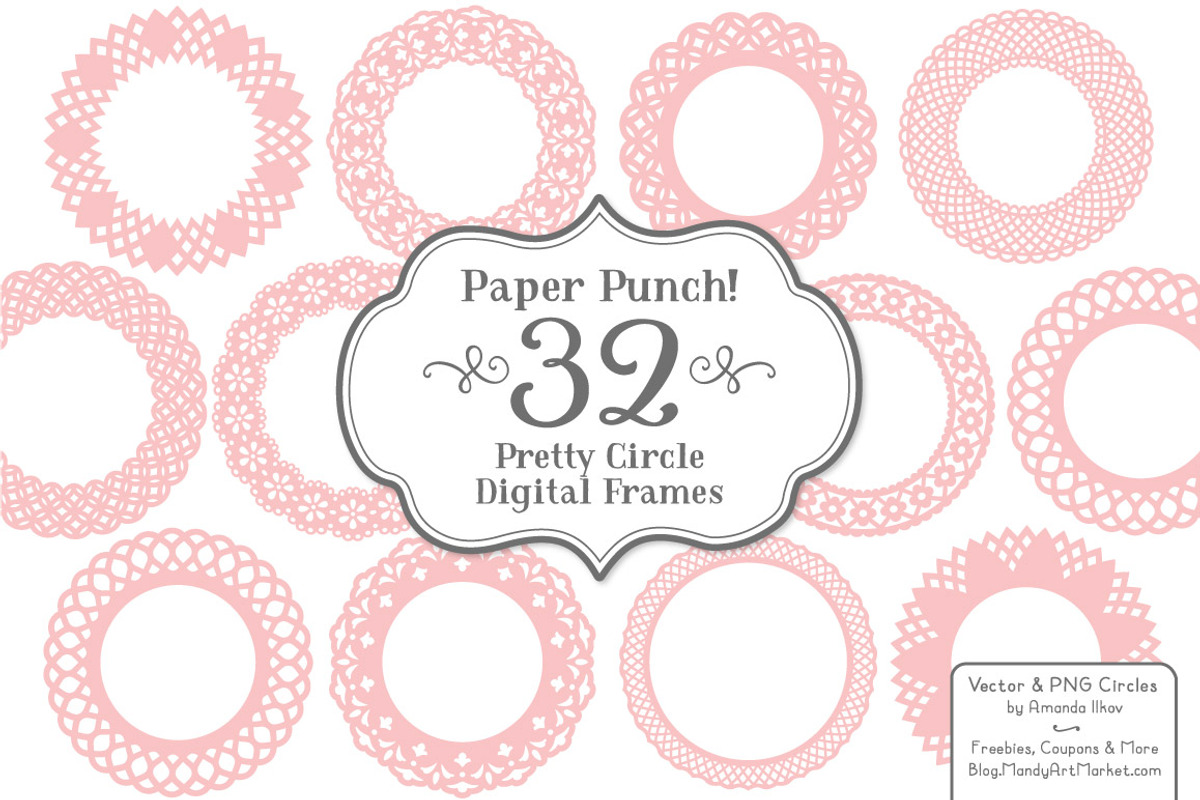 Soft Pink Vector Lace Frames, an Illustration by Amanda Ilkov (Photo 2 of 5)