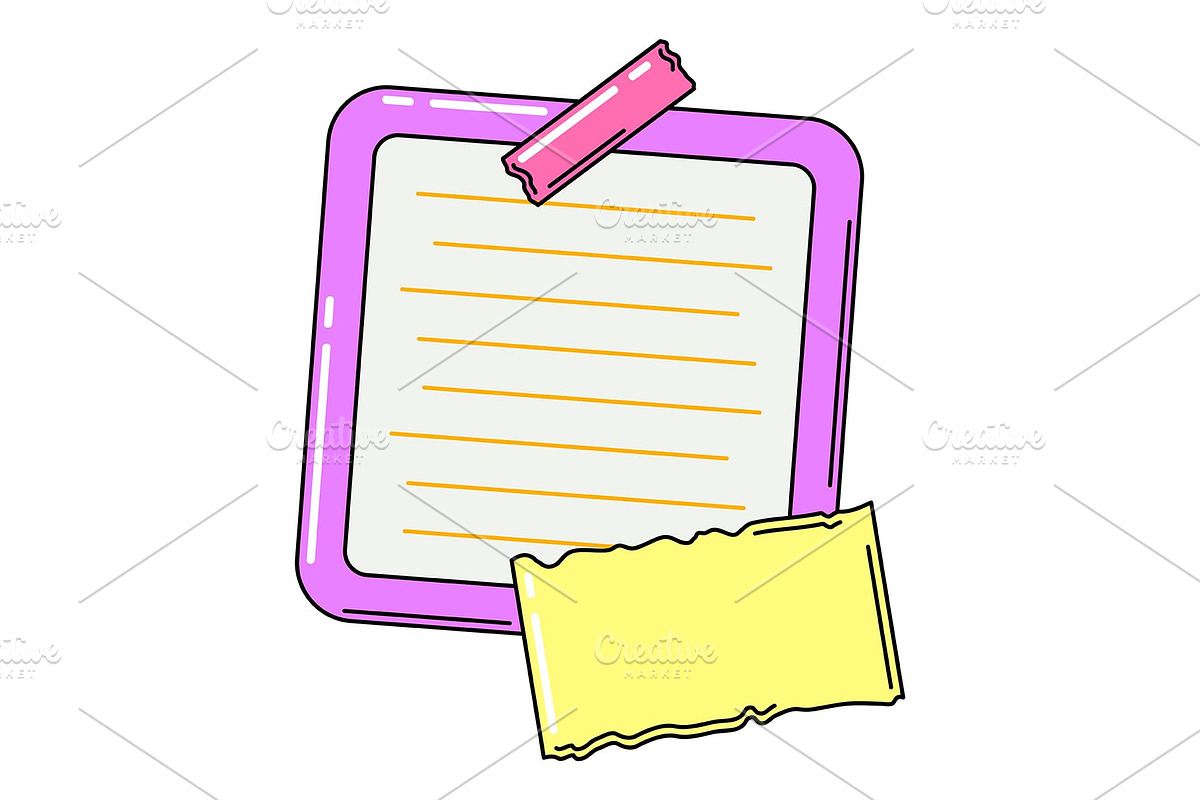 Paper note with sticky tape., a Decorative Illustration by incomible
