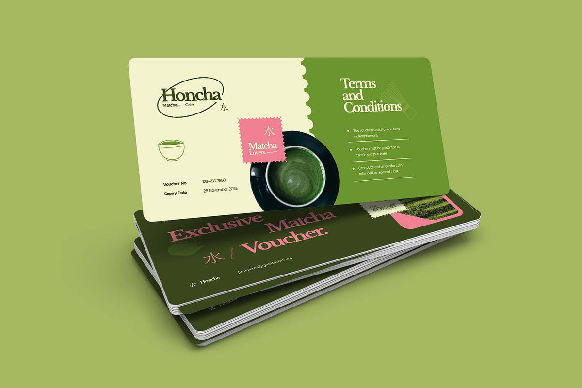 Honcha Matcha Cafe - Gift Voucher, a Card Template by VUNIRA (Photo 2 of 3)