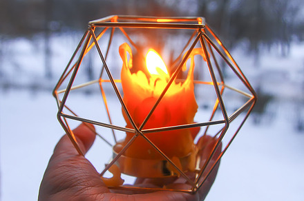 Burning candle in candle holder, a Holiday Photo by pictures for you