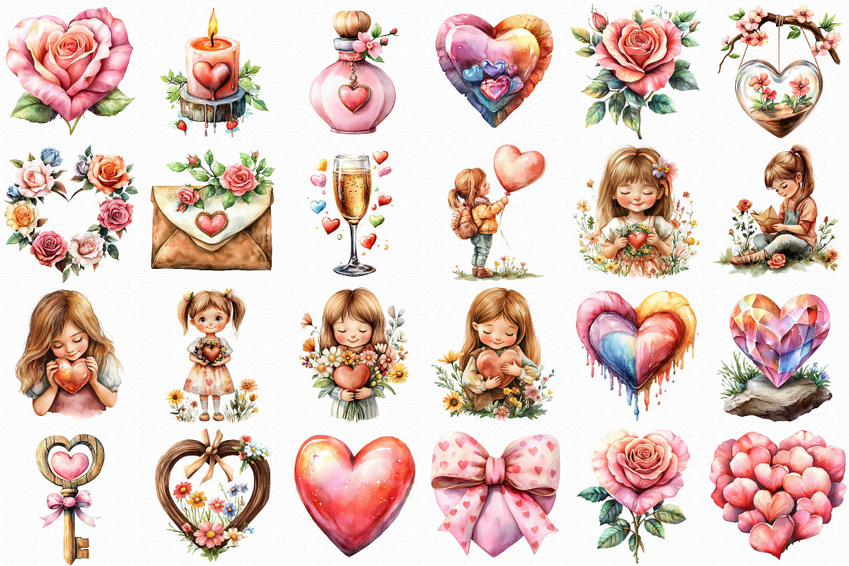 Watercolor Romance Clipart Bundle, an Illustration by Libby Wishes (Photo 7 of 7)