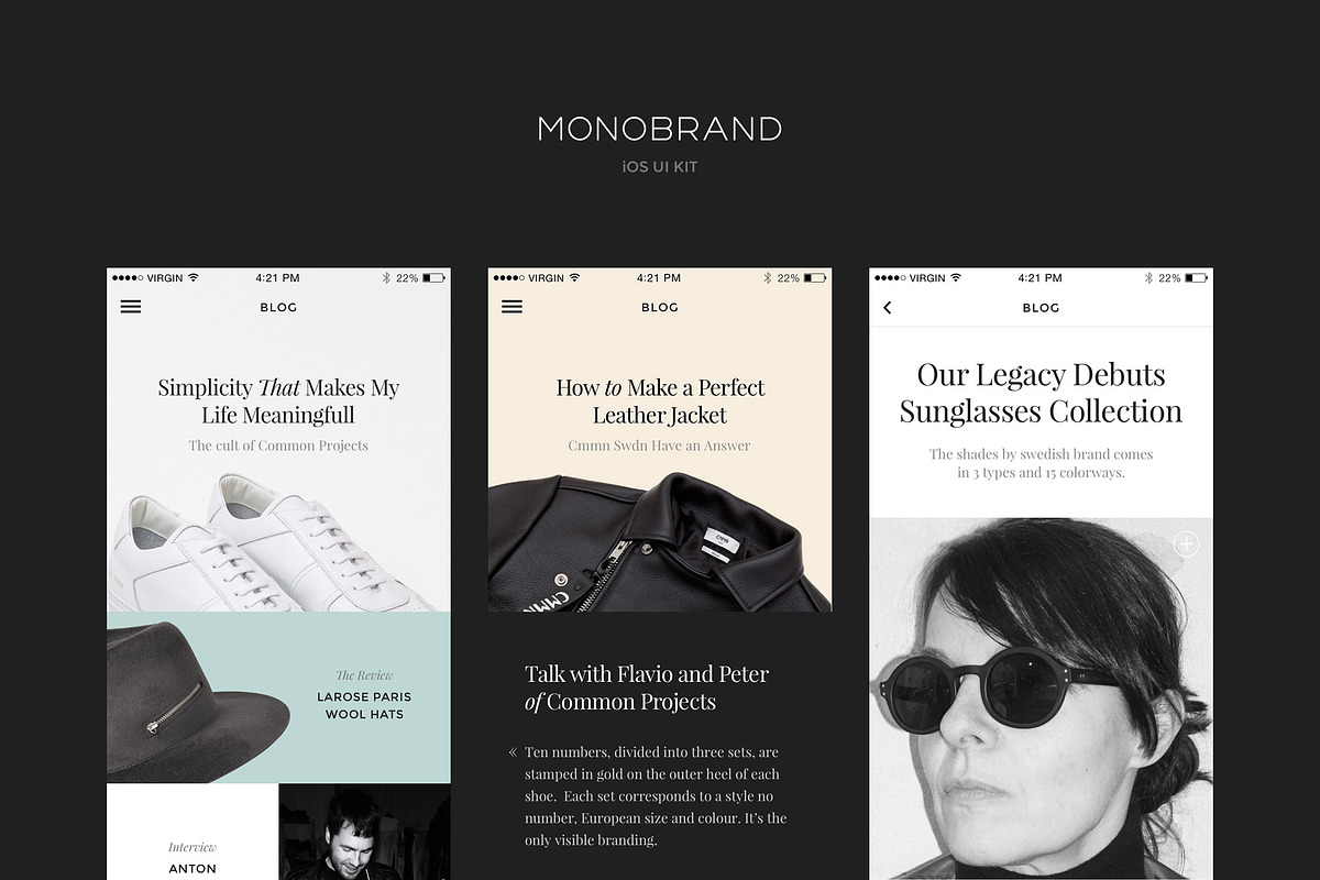 Monobrand iOS UI Kit, an UI Kit Template by Great Simple (Photo 5 of 5)