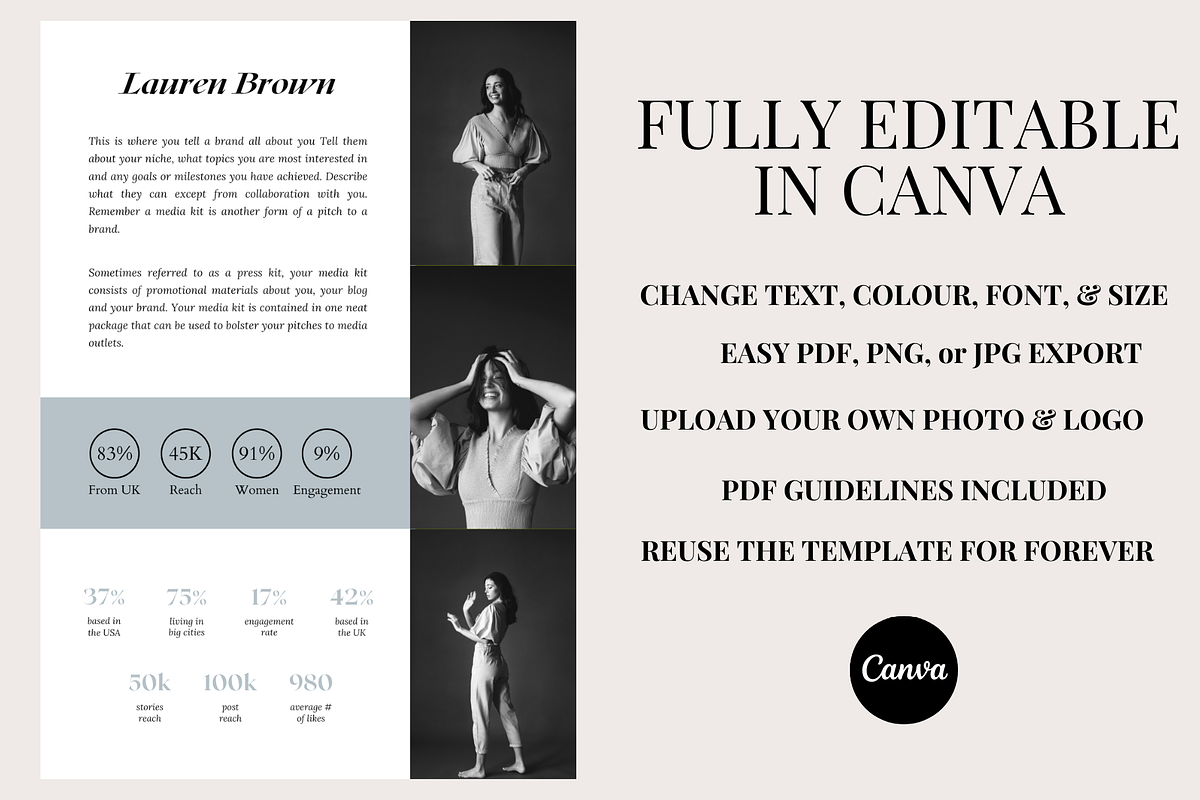 2 Page Minimalist Media Kit Canva, a Social Media Template by Daily Creative (Photo 2 of 4)