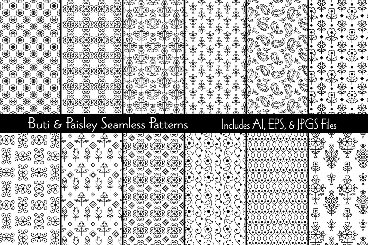 Buti & Paisley Seamless Patterns, a Pattern Graphic by Melissa Held Designs (Photo 1 of 2)