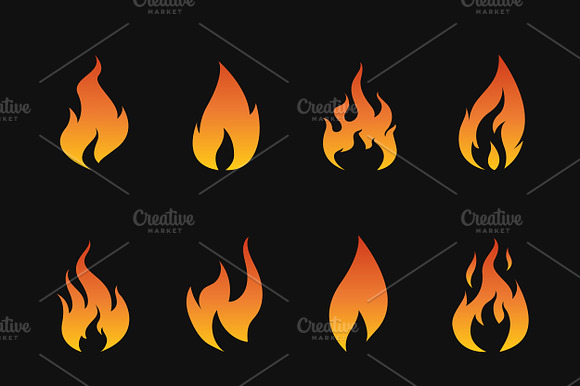 Vector Set Of Flame Symbols. Icon.