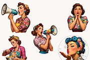 Pop Art Pin Up Girls Clipart Bundle, a Person Illustration by BusyDaydesign (Thumbnail 5 of 9)