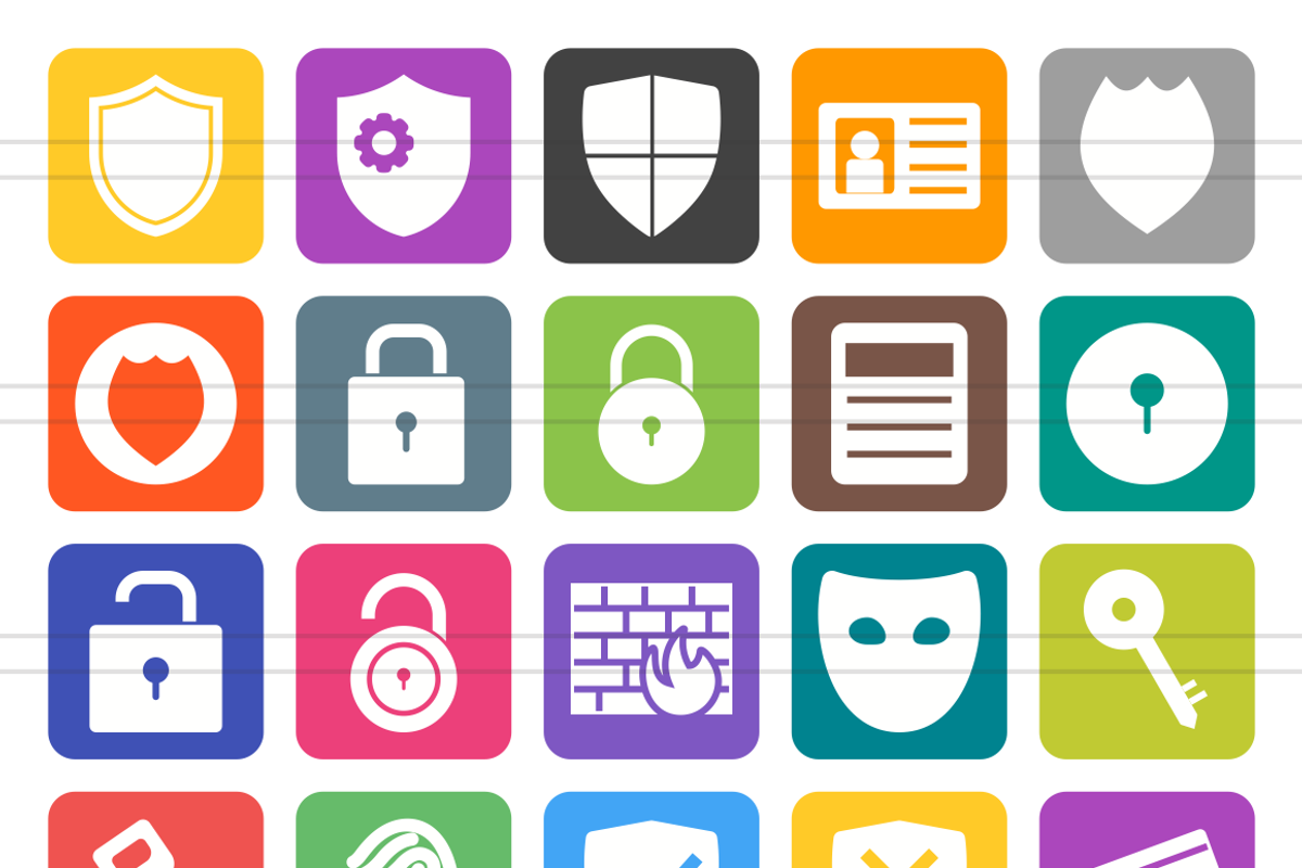 50 Security Flat Round Corner Icons preview 2
