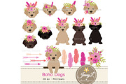 Boho Dogs Digital papers & Clipart, an Animal Illustration by JennyL Designs (Thumbnail 2 of 6)