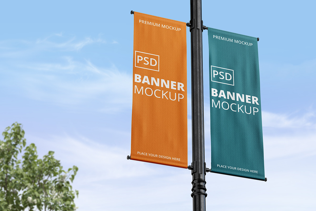 Lamp Post Banner Mockup, a Product Mockup by Designbuys (Photo 1 of 3)
