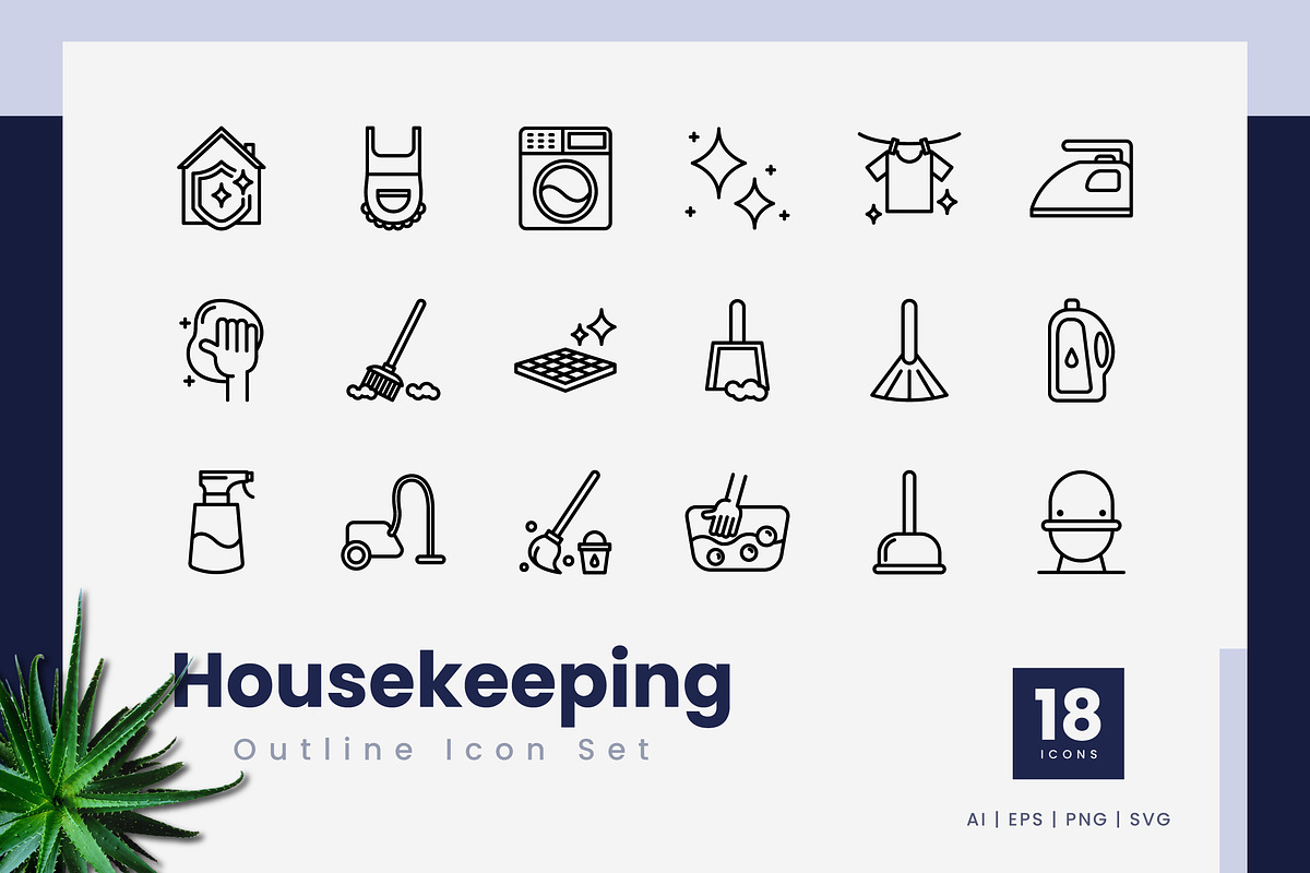Housekeeping Outline Icons, an Outline Icon by Zeer Graphic
