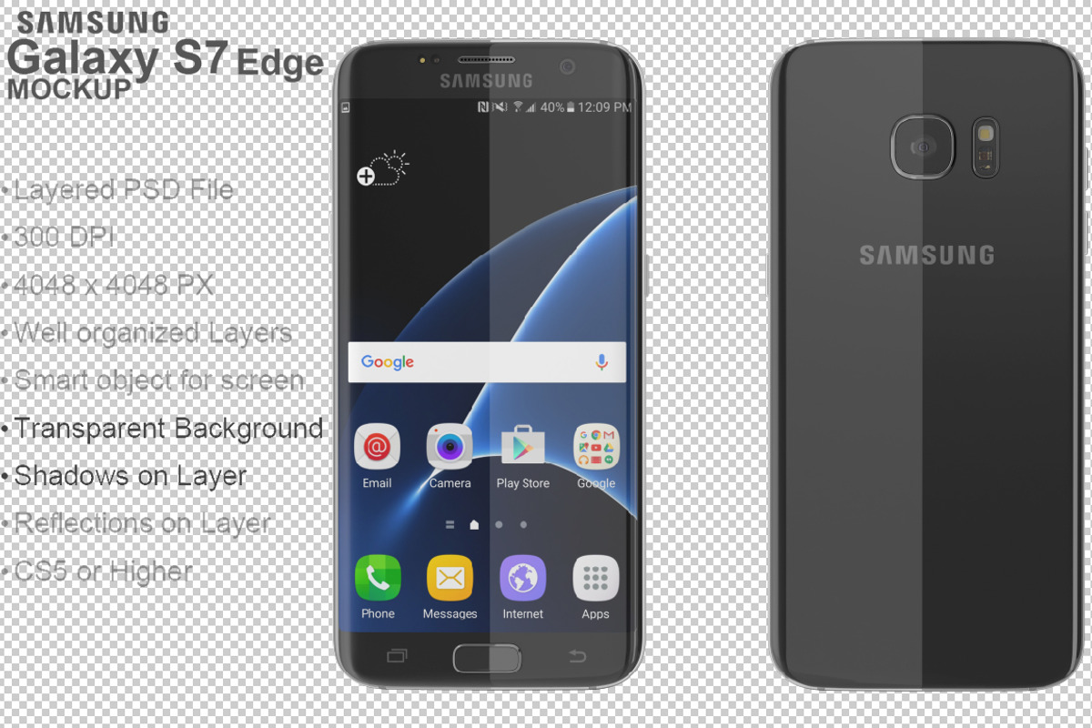 Samsung Galaxy S7 Edge Black Mockup, an Android Mockup by PSD Mockups (Photo 3 of 7)