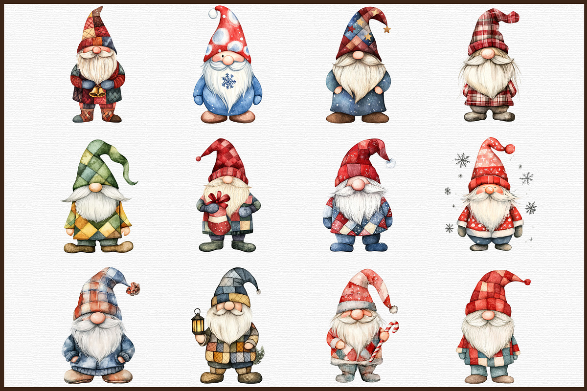 Christmas Patchwork Gnome Clipart, an Illustration by Sublimation Artist (Photo 3 of 6)