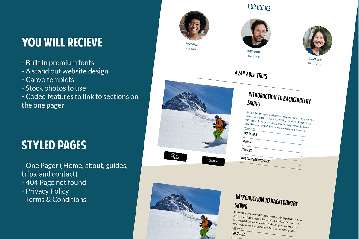 One Pager for booking trips, a Templates & Theme by Delaney Adrian (Photo 5 of 9)