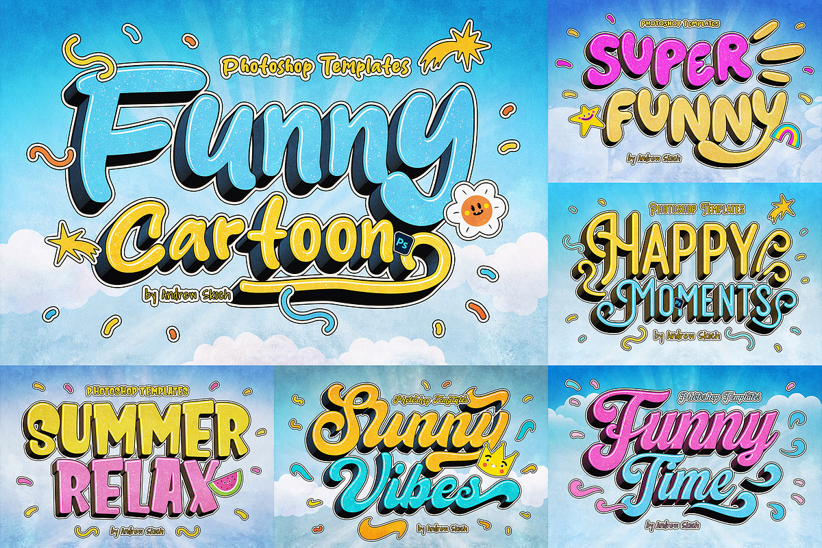 Funny Cartoon Text Effect, a Branding & Logo Template by Andrew Skoch Design (Photo 1 of 9)