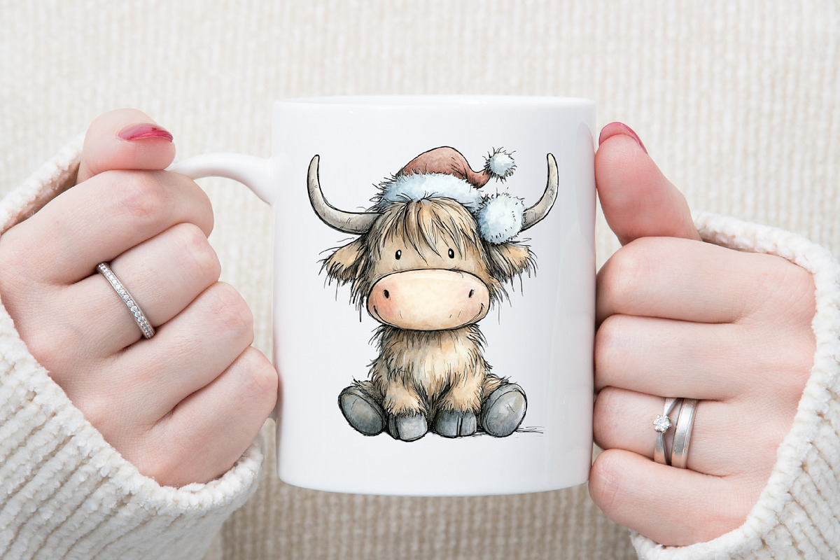 Christmas Highland Cow PNG Clipart, an Illustration by Sublimation Artist (Photo 5 of 6)